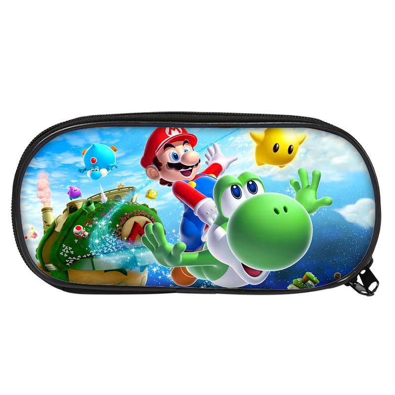 Super Mario Bros Pencil Case For Students Nylon Storage Bag Large Capacity Organizer красный