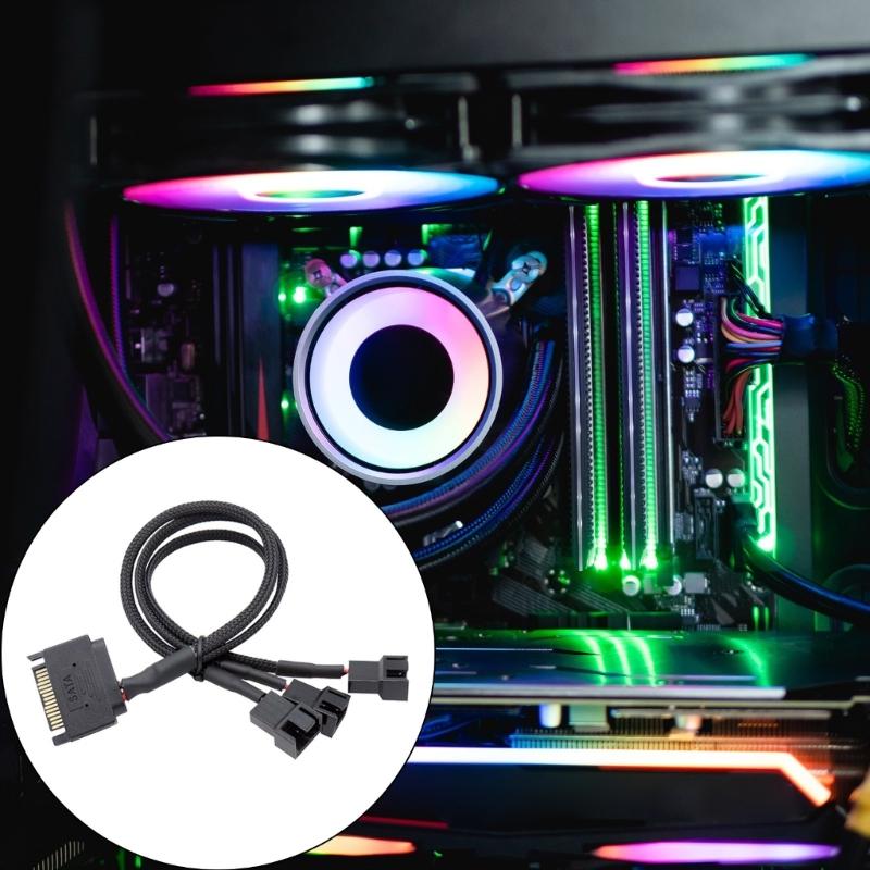 Computer Cooling Fan Splitter Cable 3/4 Way SATAs Powereds Connectors With Overcurrent Protections And Abrasion Resistant Jackets