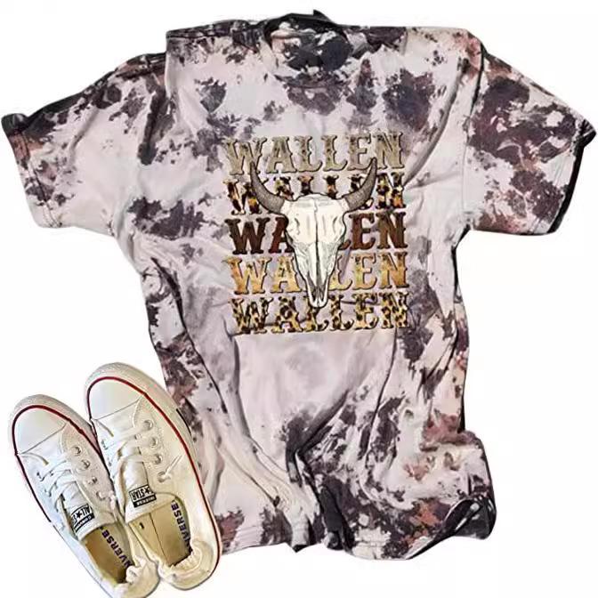 Nové dámské volné tričko s kulatým výstřihem a krátkým rukávem s 3D potiskem hlavy krávy