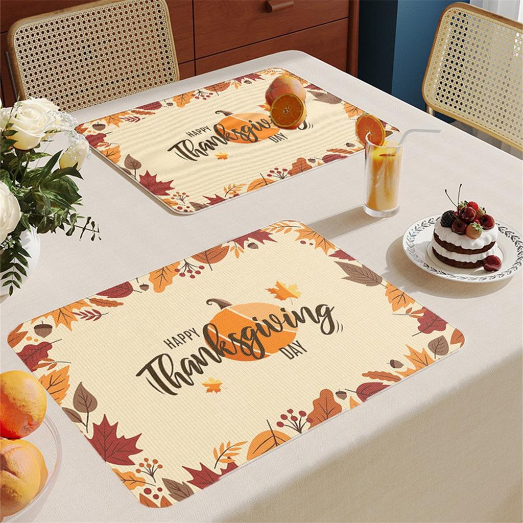 Thanksgiving Harvest Linen Table Runner with Pumpkin and Maple Leaves Print Fall Home Decor Dining Table Decoration
