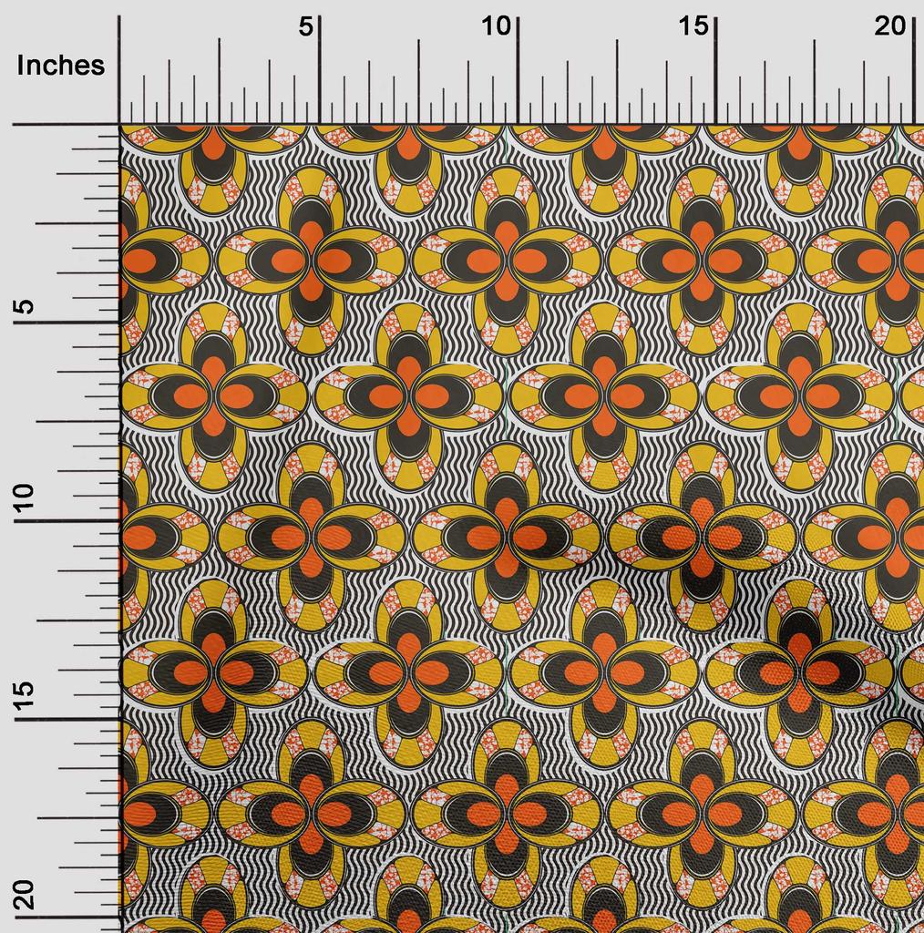 oneOone Cotton Flex Green Fabric African Sewing Material Print Fabric by The Yard 40 Inch