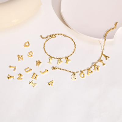 1-10 Letter Name Customization Bracelet Stainless Steel Gold Color Chain Personalized Design,Mother's Valentine's Day Present
