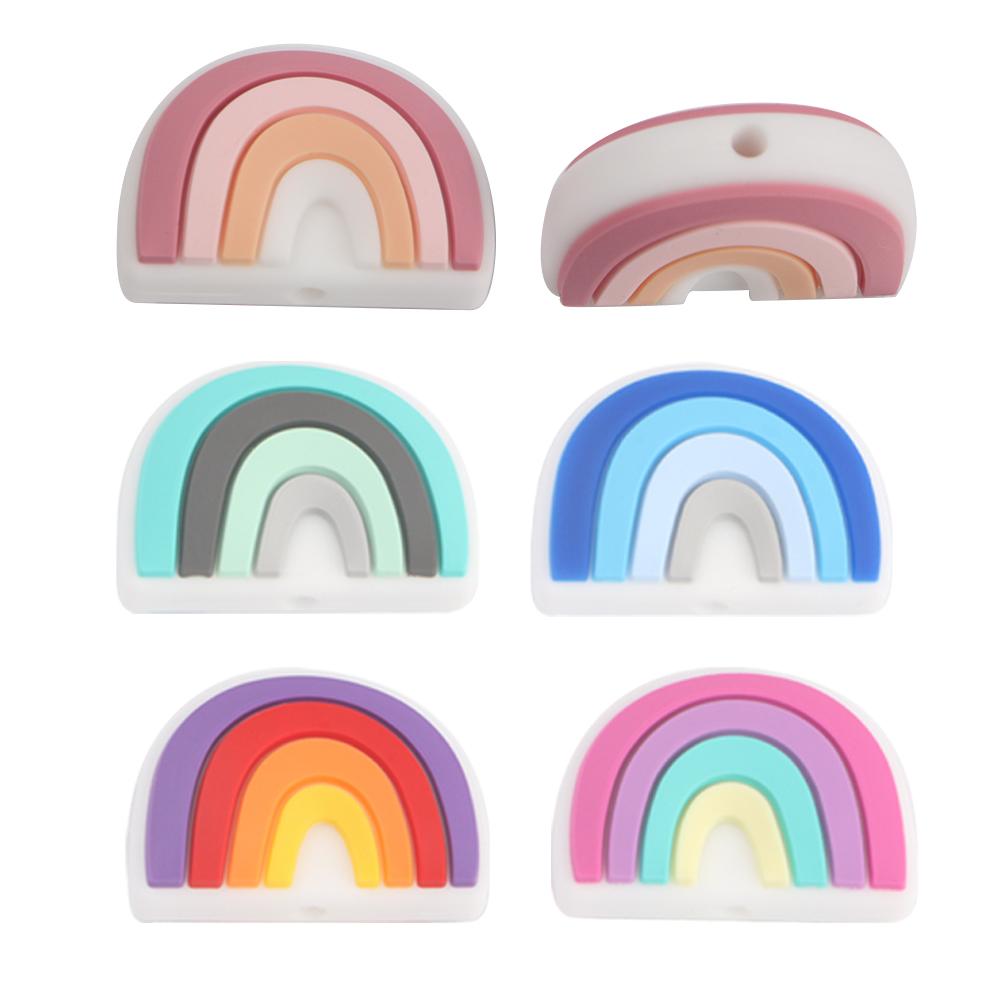 10Pcs Mini Silicone Beads Rainbow Shape Silicone Focal Beads For Jewelry Making Diy Keychain Beadable Pen Bracelet Necklace