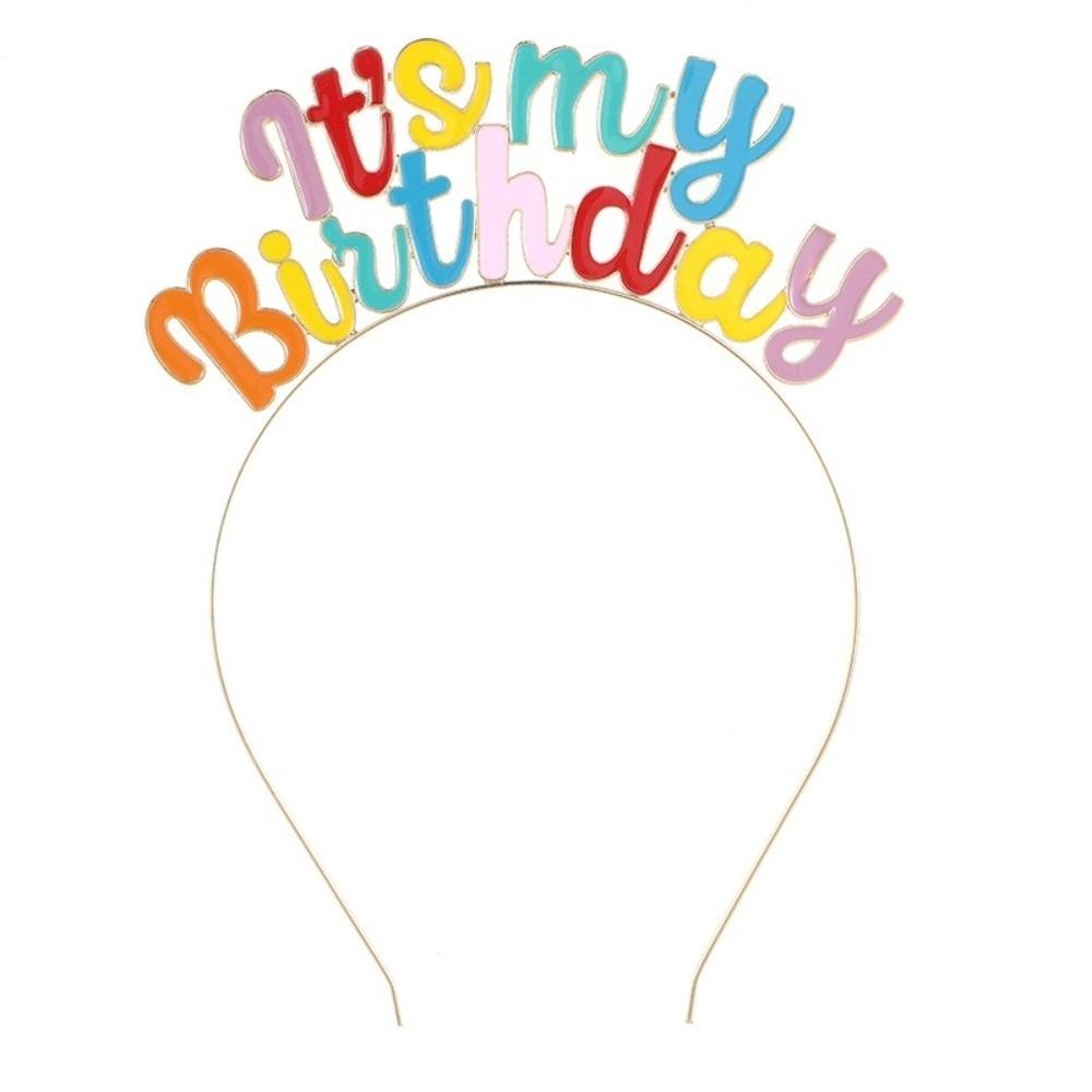 Creative Rainbow Color Letter Birthday Headband It s My Birthday Alloy Letter Decoration Headband Party Headwear Birthday Party