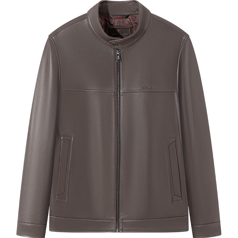 Septwolves Men's Sheepskin Stand Collar Leather Jacket