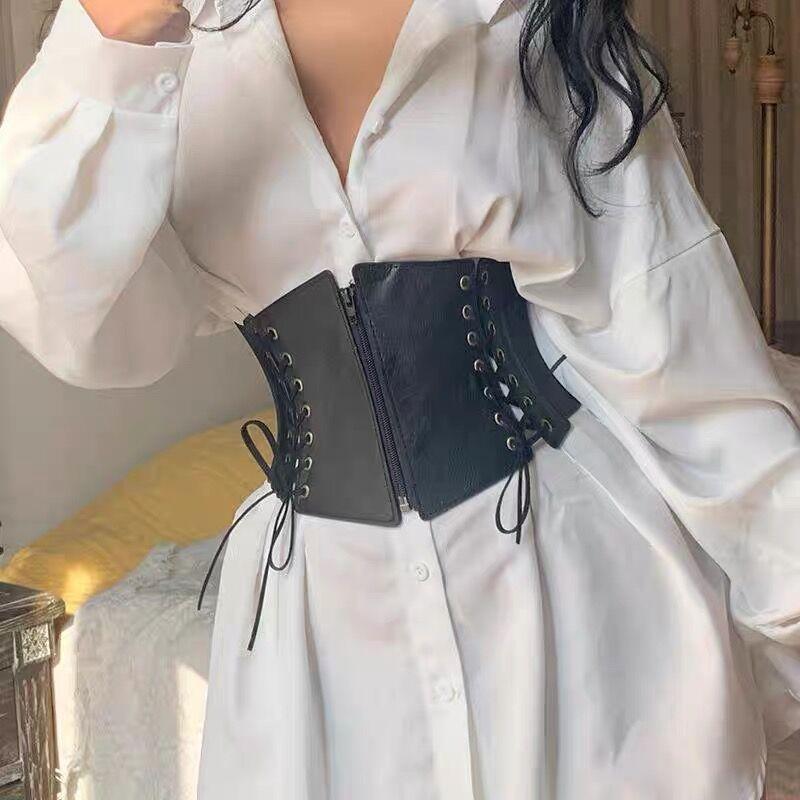 European and American Foreign Punk Style Retro Elastic Super Wide Waist Seal Women's Decorative Shirt Dress Coat Waist Belt Women