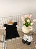 Girls Summer Solid Ruffle Sleeveless Tee And Princess Floral Tiered Skirt Pants Two Piece Outfit Set