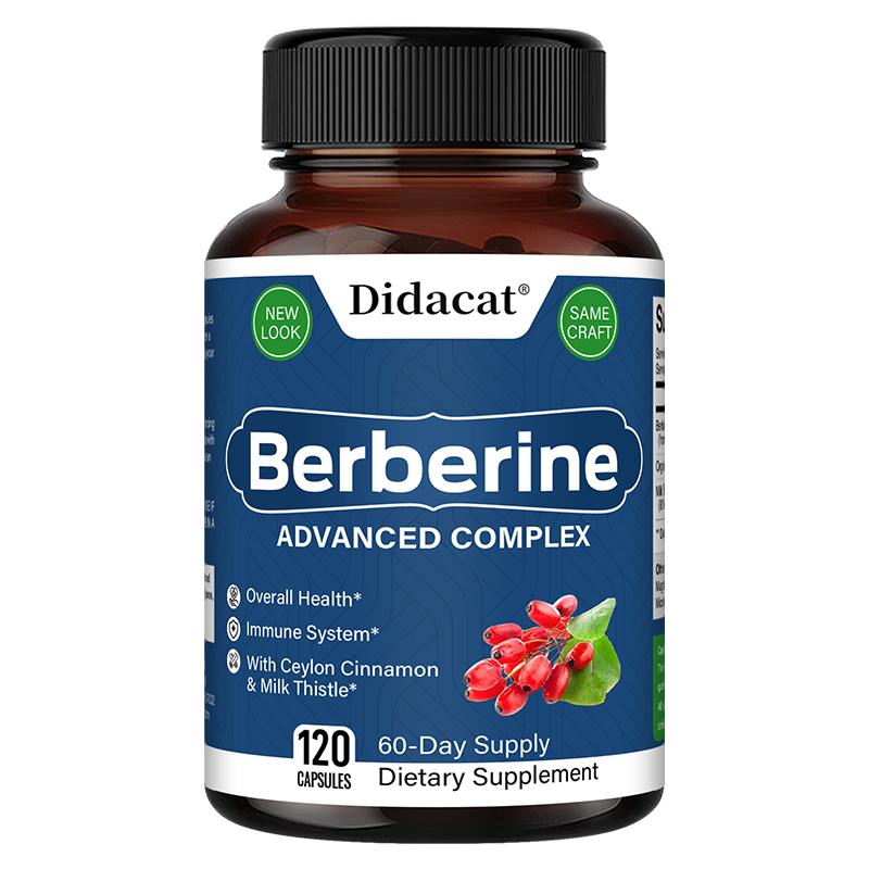Premium Berberine Advanced Complex - with Ceylon Cinnamon & Milk Thistle Supplement for Metabolism, Liver & Immune Support - 120 Capsules 120PCS