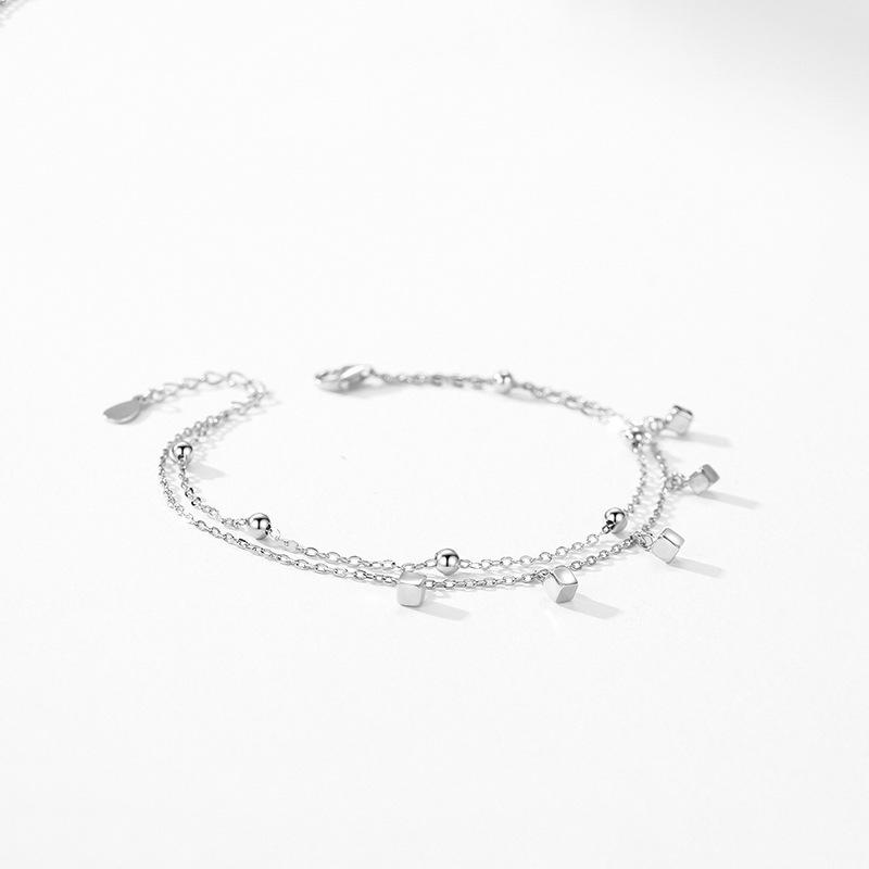 Tancise 925 sterling sølv armbånd smykker geometriske perle kjede lenke armbånd mote fin bryllupsgave til kjæreste kvinner