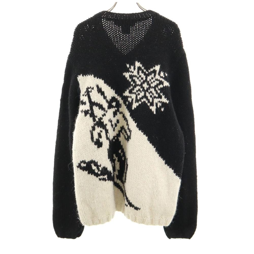 POLO SPORT RALPH LAUREN Vlněná směs ručně pletený Svetr s dlouhým rukávem a výstřihem do V Pánský Použitý