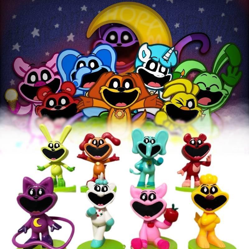 Adorable 8-9cm Smiling Animal Figurines Cake Toppers 8-pack 3d Models