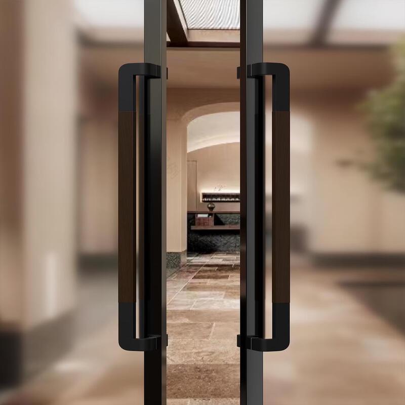 

Cloud Rudder Elegant Black & Walnut Tempered Glass Door Handle