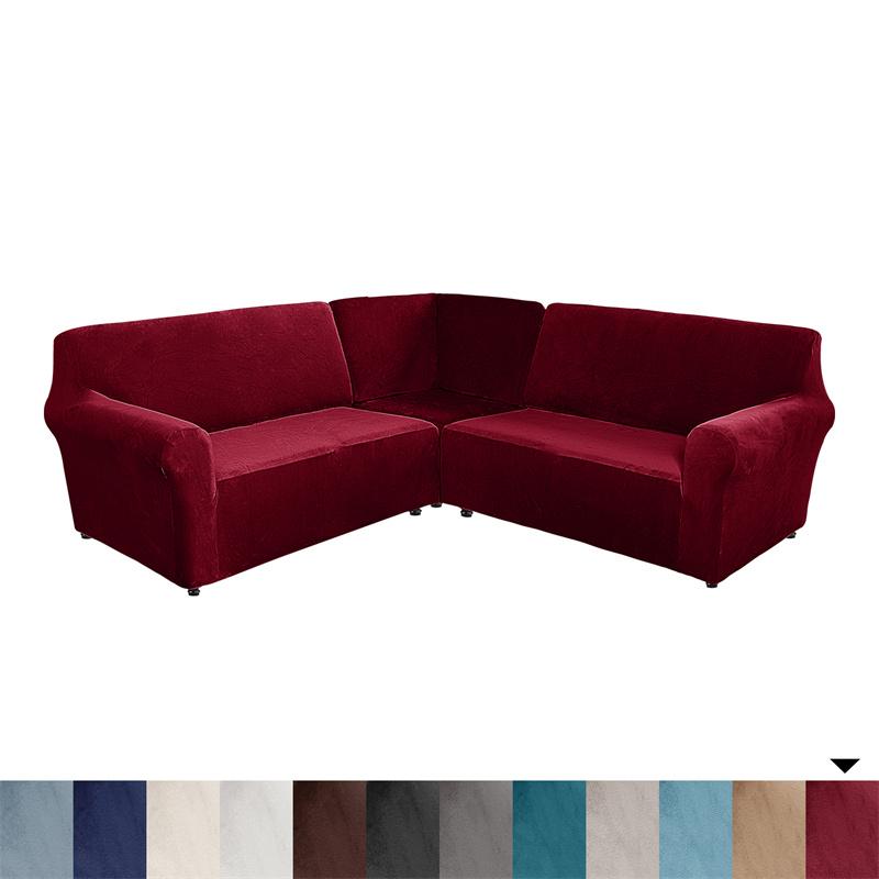 5 Seater Thicken Velvet Sofa Covers Stretch L Shape Sectional Sofa Slipcovers for Living Room Washable Armchair Couch Covers