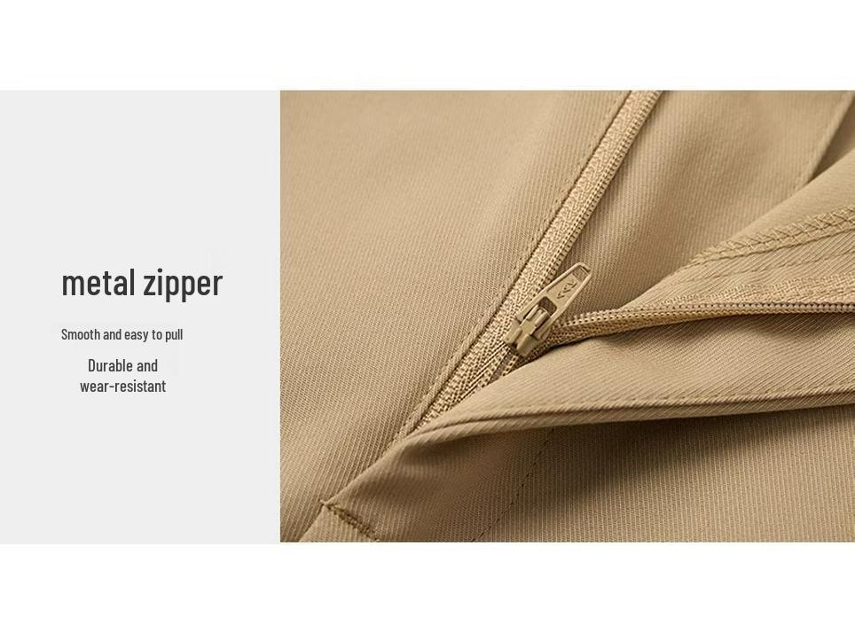 Khaki Women's Wide-Leg Pants – Spring/Autumn 2025: Draped, Nine-Point, Casual Straight-Leg Fit.