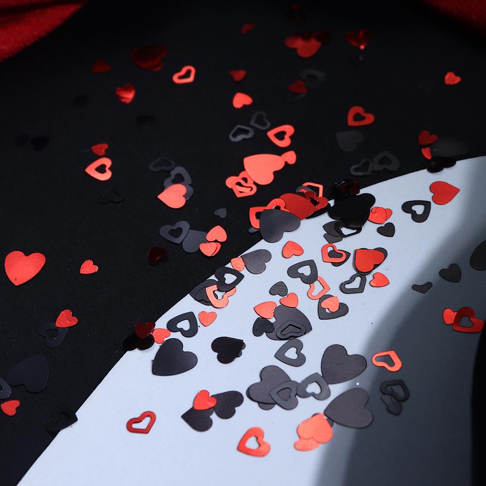 12-Grid Red & Black Heart Nail Art Glitter Valentine's Day Stickers