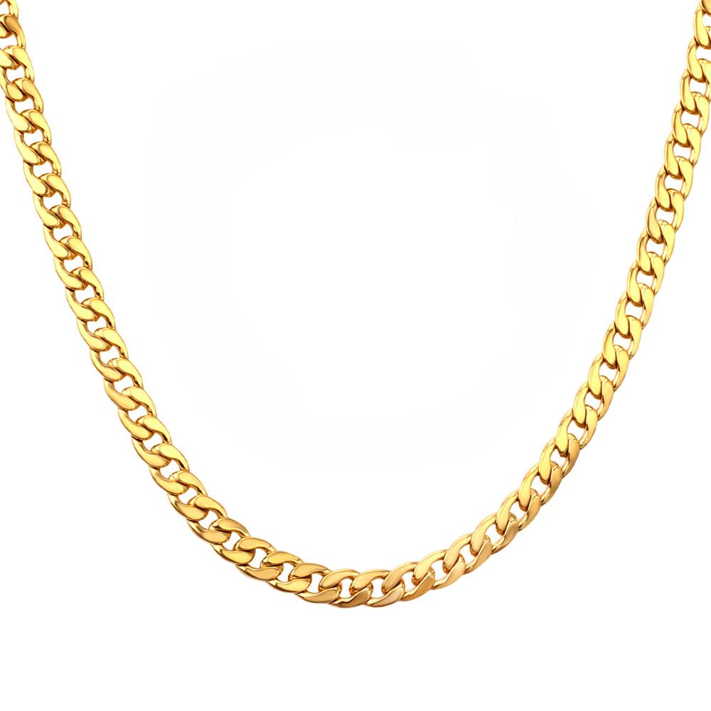 

Punk Cuban Link Chain Necklaces Male 7mm Gold Silver Color Stainless Steel Long Choker Chain For Men Women Hip Hop Jewelry Gift 35cm