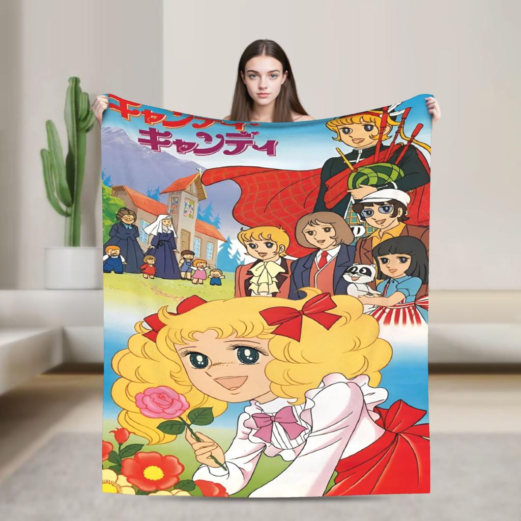 Candy Candy And Terry Anime Blanket  Warm Soft Funny Plush Bedding Throws For Couch Bed Travel Flannel Bedspread Bed Cover