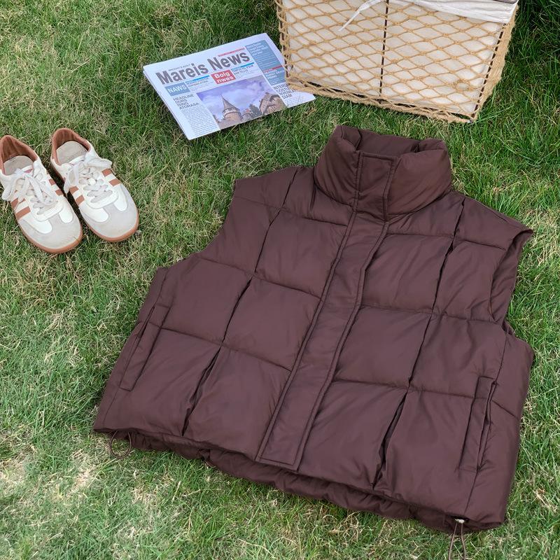New Winter Stand Collar Versatile Short Vest Fashionable Versatile Cotton Horse Clip Slimming and Fashionable Ladies Jacket