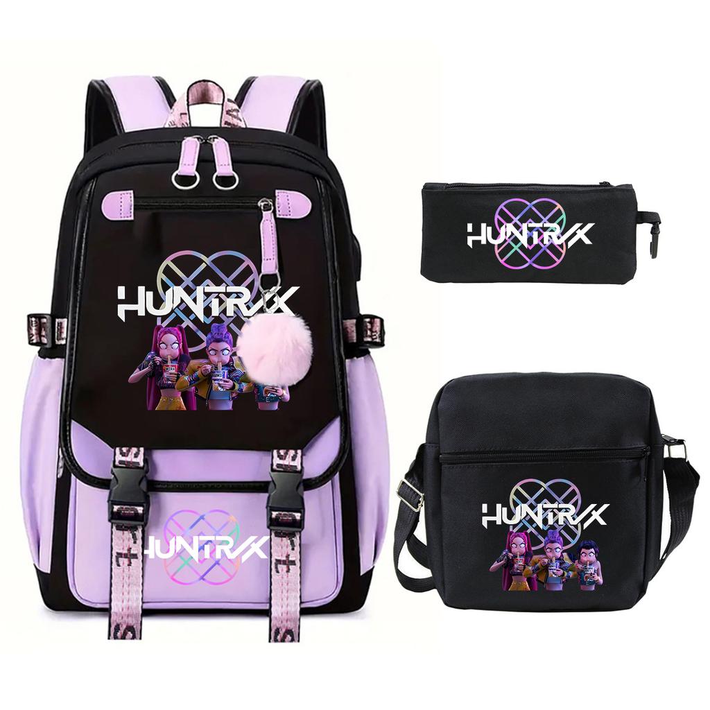 KPop Demon Hunters Korean version of student school bag children's backpack pencil bag set