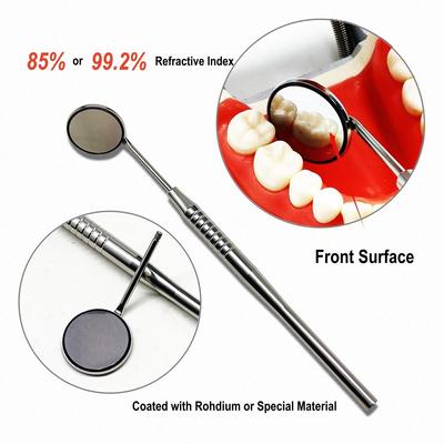 Dental Front Surface Mundspiegel Reflektor 85% oder 99,2% Ultra Definition mit Rohdium oder speziellem Material beschichtet Autoklavierbar
