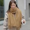 Versatile High-End Imitation Cashmere Scarf - Solid Red, Unisex, Korean Style, for Autumn/Winter