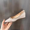 Rivet Pointed Single Shoes Women's 2025 Spring New Small Man Height Increase Shallow Mouth Flat Shoes One Pedal Ladyshoes Boat Shoes