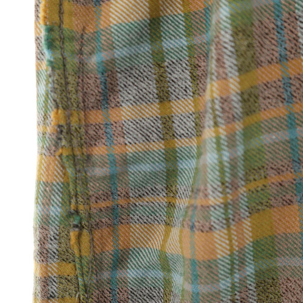 Vintage 60s Grandpa Check Pattern Long Sleeve Shirt Dress Women Used