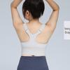 High Waist Tummy Control Sports Bra with Front Zipper, Longline Design, Full Coverage, High Impact Support, and Adjustable Straps.
