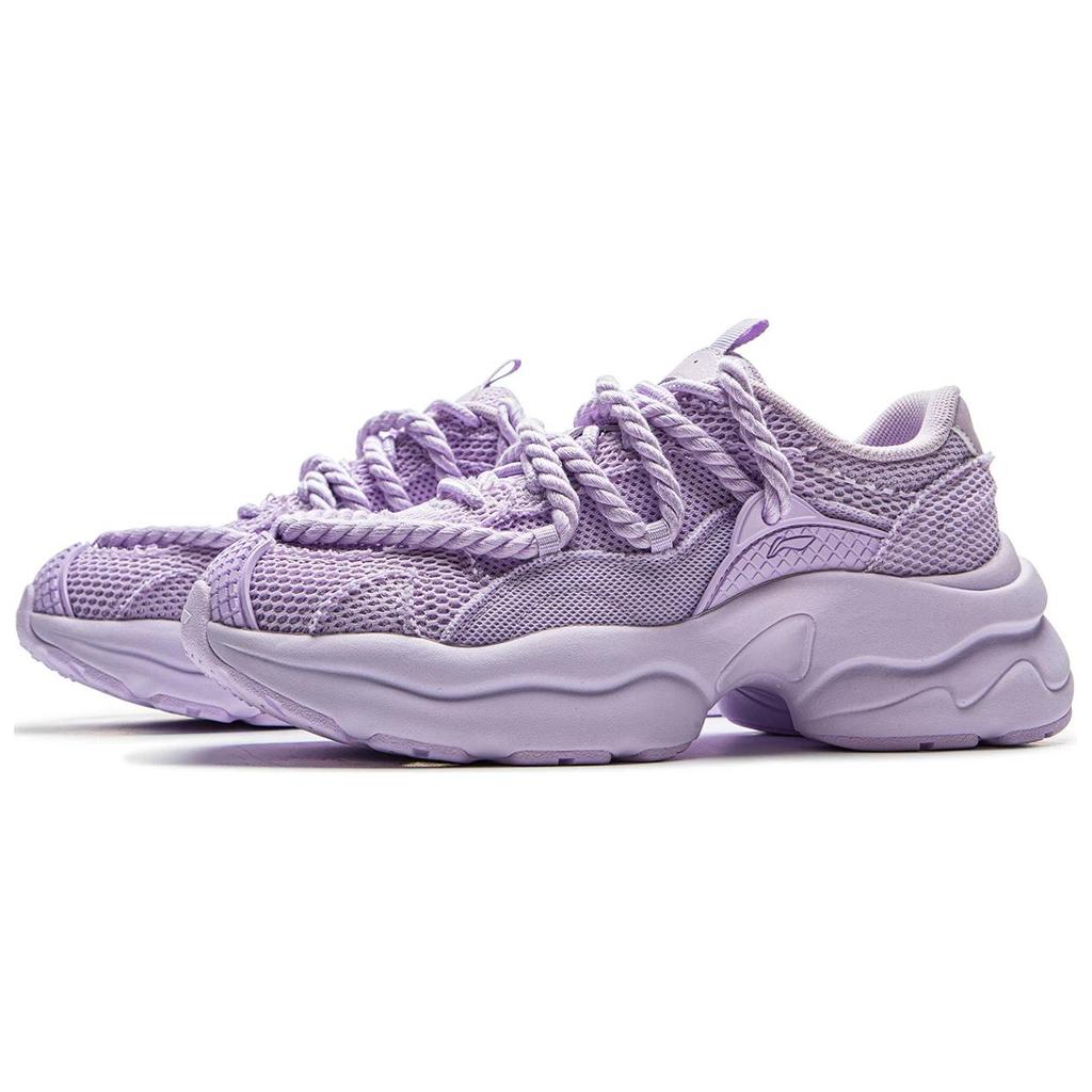 Li-Ning Bubblegum Versatile Retro Dad Shoes Thick Sole Fashion Trend Shock Absorption Non-Slip Breathable Support Low-Top Casual Shoes AGCV134-3
