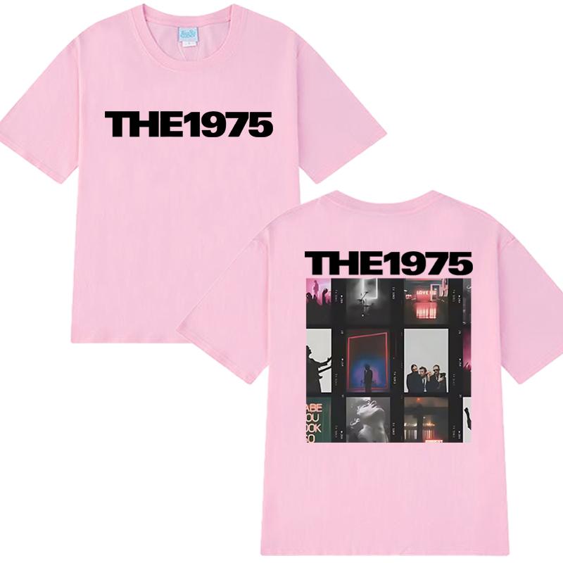 Hot Sale New Rock Band The 1975 Double Sided Print T Shirts Men Women Vintage Tops Unisex Oversized Cotton Short Sleeve Tshirt