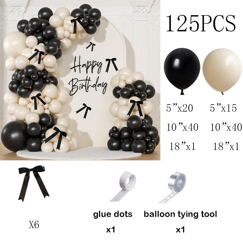 

Black White Sand Balloons Arch Kit Sand White Balloon Garland Black Bow Birthday Party Baby Shower Wedding Bridal Shower Globos AS Picture
