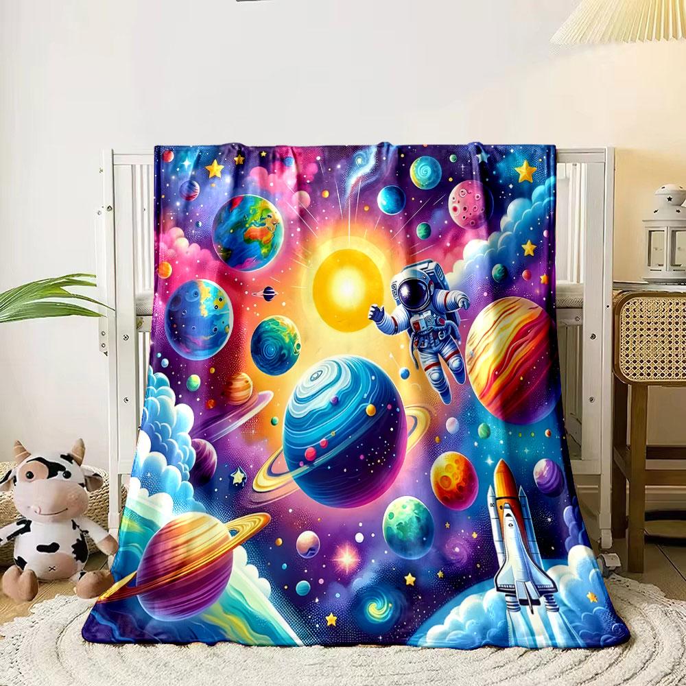 "Colorful Cosmic Adventure Blanket" print blanket soft and cozy perfect for the living room bed sofa or a nap,gift