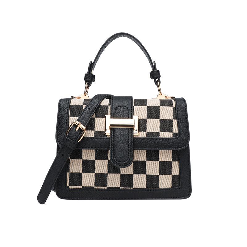 Retro Checkerboard Diagonal Span Bag Women'S Classic Multi-Functional Small Bag Pu Leather Shoulder Bag Women