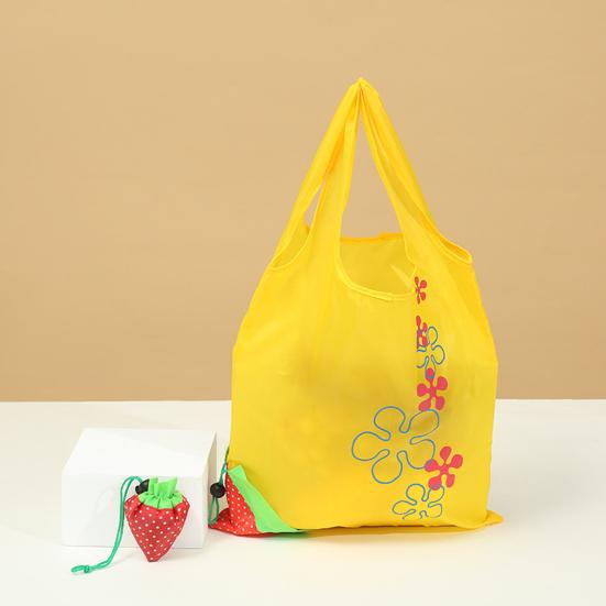 10L Organizer Bag with Handle Item Storage Lightweight Strawberry Folding Grocery Shopping Bag for Lady