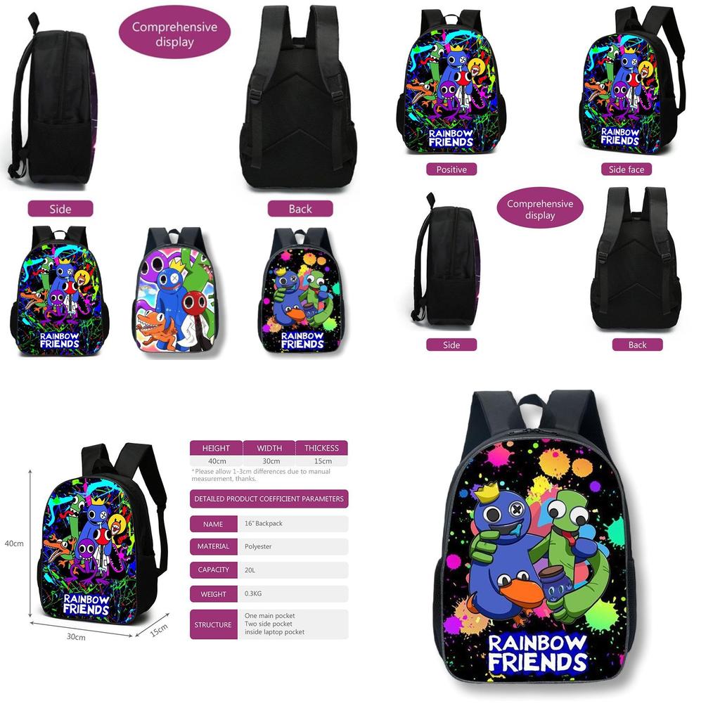 Colorful Roblox Rainbow Friends School Backpack With Breathable Nylon Material