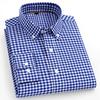 2026 spring new style 100% cotton Oxford plaid striped men's long-sleeved fashionable business casual fit shirt single top