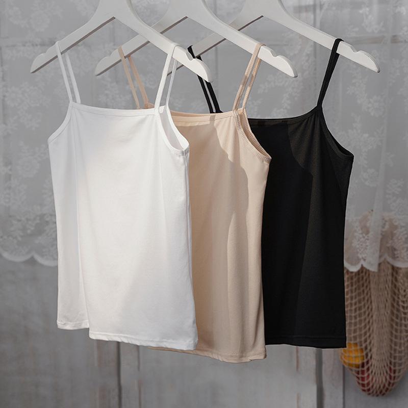 Women Summer Modal Camisole Crop Tops Sleeveless Slim Sling T-shirt Black White Bottoming Tanks Bra Underwear Vest Tops