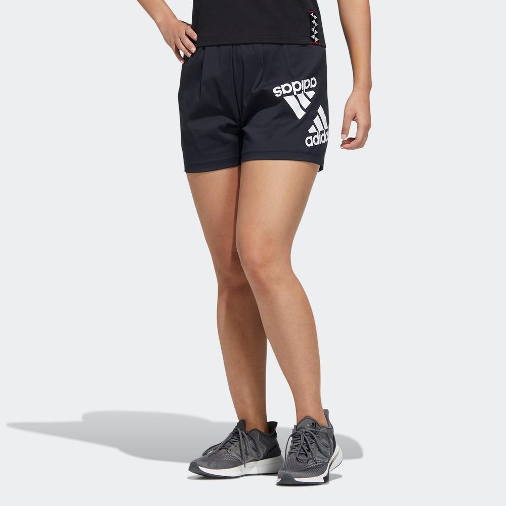 Adidas Logo Print Straight-Leg Sports Shorts Women Bottoms Black HE9952