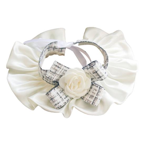 

Изысканные трехмерные цветы с гофрированными краями, шарф на шее, собака, кошка, бант, фотосессия серый