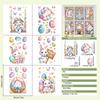 Easter Egg Basket Rabbit Static Window Sticker Self Adhesive Glass Door Showcase Decor