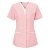Top da donna tinta unita a maniche corte con scollo a V Top da infermiera con tasca uniforme da lavoro