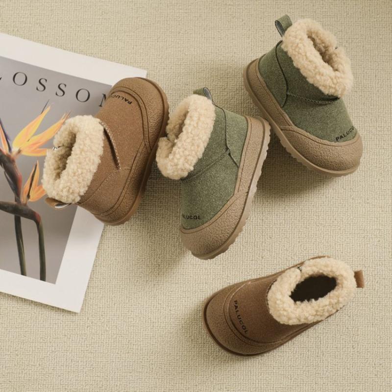 Winter Girls' Non-slip Soft-soled Snow Boots Warm Cotton Shoes Children's Thickened Fleece-lined Cotton Boots