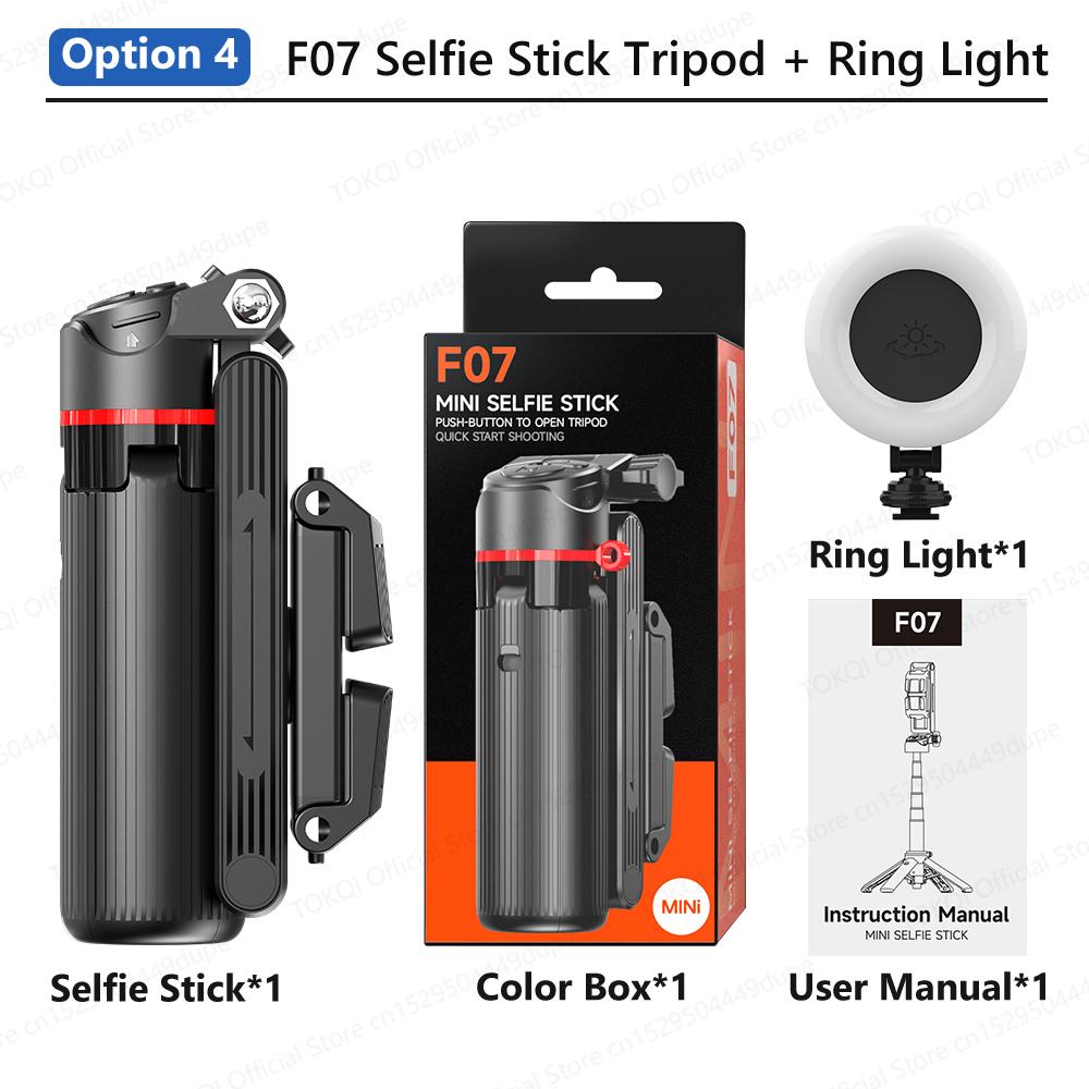 TOKQI F07 Mini Portable Selfie Stick One-Touch Pop-Up Tripod Cellphone Holde for Moible Phone Shoot with Zoom Bluetooth Remote 7