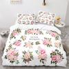 Romantic Rose Floral Duvet Cover Microfiber Quilt Cover for Girls Adults Teens Wedding Valentine's Day Bedroom Decorations Queen