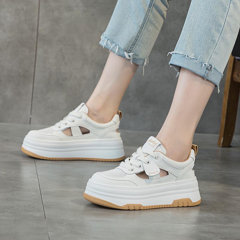 Women's Shoes High-end External Wear 2025 Spring and Autumn New Thick-soled Inner Height Increase Casual Little White Shoes Women's Sports Dad Shoes
