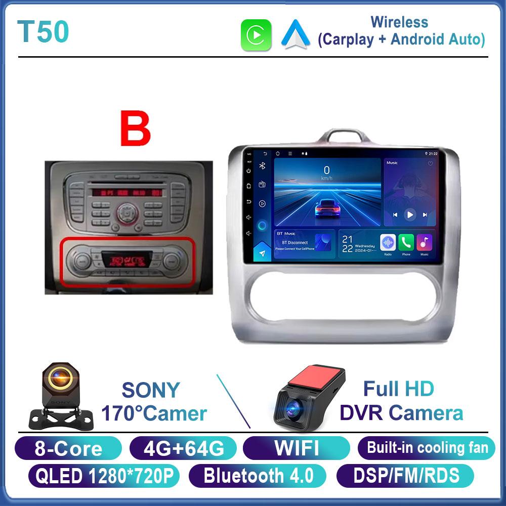 Android 16 For Ford Focus 2 3 Mk2 Mk3 2004 2005 2006 2007 - 2011 Car Radio Navigation Multimedia Player WIFI+4G GPS Carplay Auto