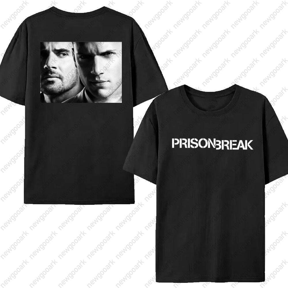 Intage T Shirt Black and White Michael Scofield Simple Cotton T Shirts Prison Break Tshirt for Male Summer Y2K Casual Top Tees