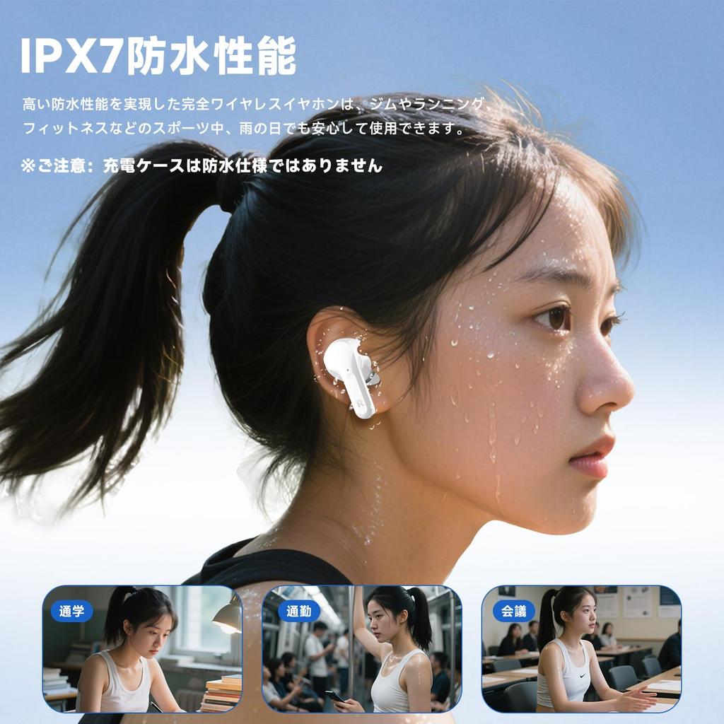 Bluetooth Wireless AI ENC IPX7 Up To 60 Hours of 2025 Latest Bluetooth Sound Low Instant Fast Single or for Web and Compatible with iPhone and Android