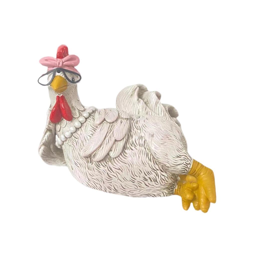 Good Morning Chicken Statue Desktop Ornament for Entrance Living Room Indoor