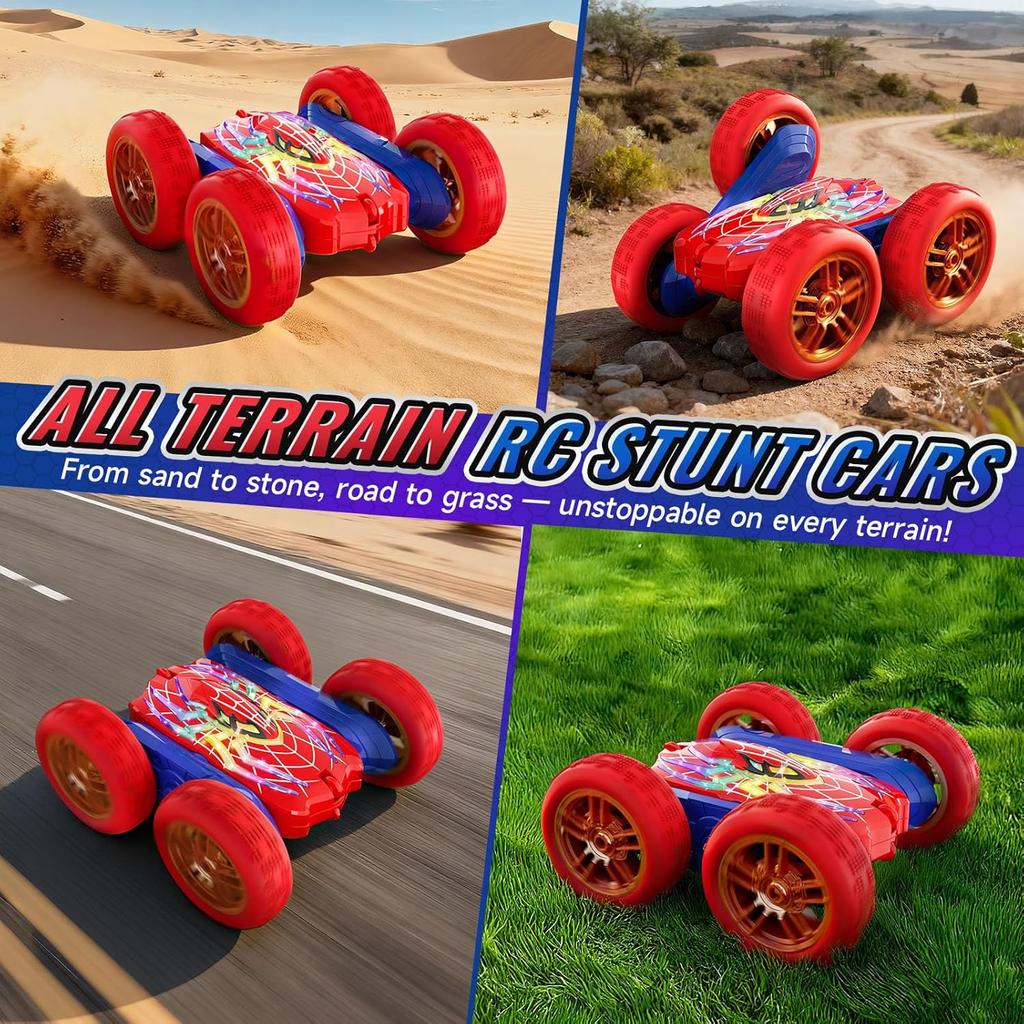 Remote Control Cars Boys Toys for 3-12 Year Old, 360°Flip Stunts Cars, 5 Cool Lights Mode 2.4Ghz 4WD RC Monster Truck, Kids Toys Outdoor Games